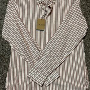 The Tie Bar Men's Striped Shirt - Maroon and White